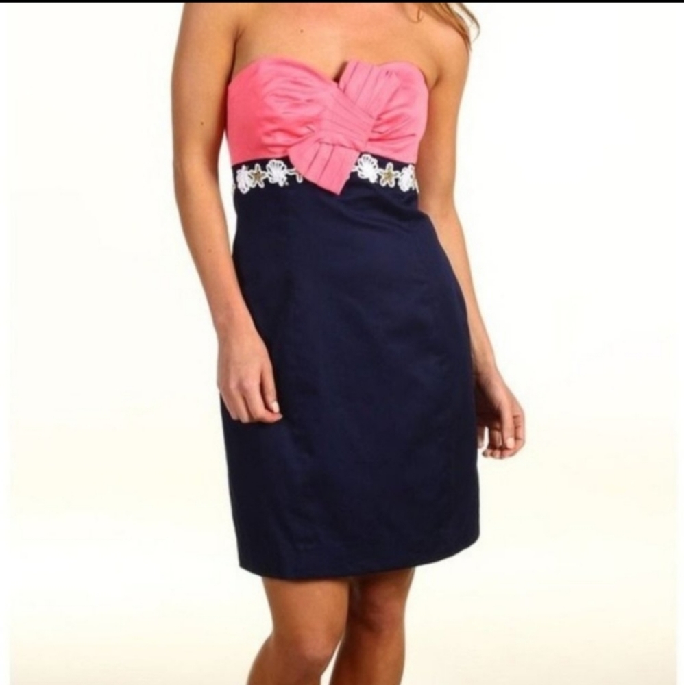 Lilly Pulitzer Krissa Strapless Dress Blue Pink